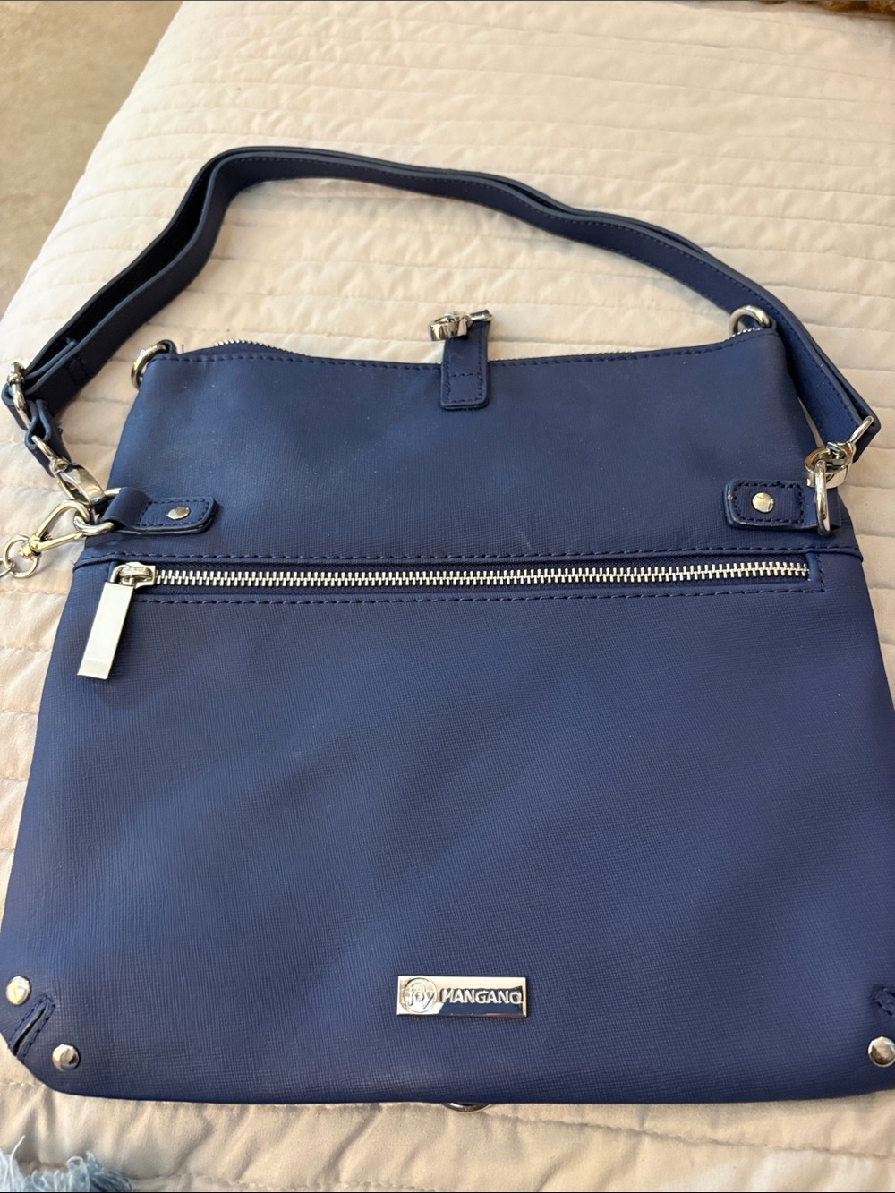 Joy Mangano Blue Crossbody Bag with Silver Hardware (Brand new)